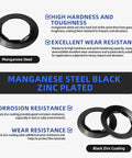 Five Eighth Inch Wheel Lock Washer Set 14 Pcs, manganese steel, black zinc plating, corrosion and wear resistant features