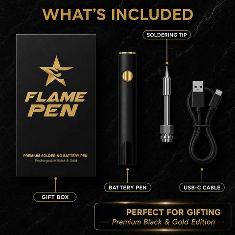 510 Threaded Battery Pen Soldering Kit With LED Display, 650mAh Cordless Soldering Iron in black and gold with accessories