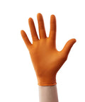 Hi Visibility Orange Nitrile Gloves 8 Mil Thick Large Heavy Duty One Size Fits Most With Maximum Grip Textured Surface