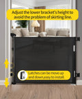 Retractable Mesh Baby Gate For Doorways, Stairs, And Hallways, 33 Inch Tall, Expands Up To 55 Inches Wide, black gate installation demo