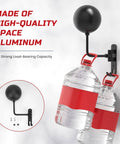 Beefy 180 Degree Swivel Helmet Wall Mount Heavy Duty Aluminum Holder with two water bottles hanging showing load capacity