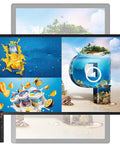 Multi Size 4K Digital Signage Display With Anti Glare Tempered Glass Wall Mount For Commercial Advertising showing vibrant promotional images and remote.