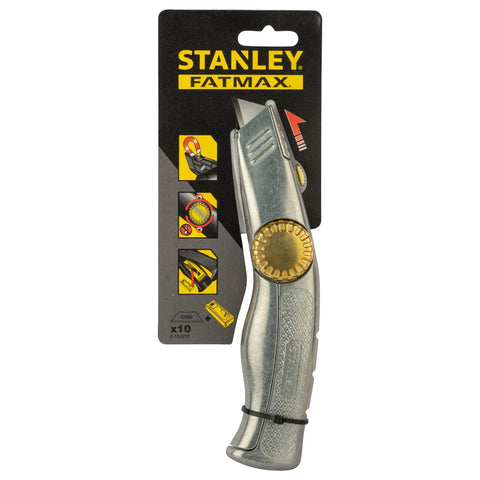 Image of Snap Off Knife Pro retractable blade utility knife with 18mm width stainless steel blade guide and ergonomic silver handle.