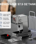 Slick Stainless Steel Espresso Machine Serving Hella Creamy Shots With 20 Bar Pressure And Automatic Milk Frother For Killer Cappuccinos Compact Home Brewer with removable 57.5 oz tank