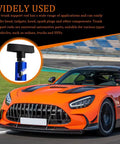 2-Pack Car Hood Prop Struts Clamp For Easy Hood Lift shown with orange sports car on track