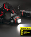 Rechargeable 2000 Lumen Headlamp With Pure Beam Focusing LED For Outdoors with battery pack and beam focus, long run time