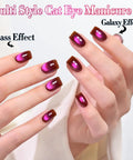 Manicure featuring Cat Eye Gel Nail Polish With Magnetic Effect, Holographic Glitter Shine, 15ml Jelly Glass Formula, Cherry Burgundy