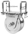 Heavy Duty 4 In Slide Gate Wheel With V Groove Dual Bearings, Bolted External Mount Bracket Cradle Solid Steel Roller