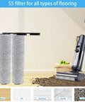 Replacement Roller Brush And Filters Kit For Tineco Floor One S5 And S5 Pro 2 Cordless Wet Dry Vacuum Cleaner displayed with vacuum and flooring options.