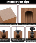 Installation tips for Badass Heavy Duty Furniture Levelers showing drilling and T-nut placement steps.