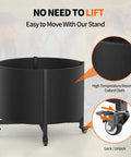 Fire Pit Surround Tabletop For Outdoor Solo Stove Bonfire And Wood Burning Use With Heat Resistant Fabric Wrap on wheels