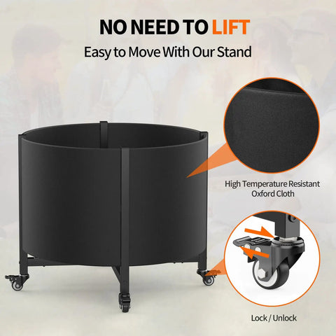 Fire Pit Surround Tabletop For Outdoor Solo Stove Bonfire And Wood Burning Use With Heat Resistant Fabric Wrap on wheels
