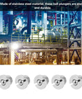 Heavy Duty Stainless Steel Ball Plungers M5x5 Flanged Threaded Spring Plunger 5 Pack arranged in a manufacturing setting.