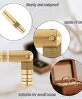 24 Pack Of 4 Millimeter Polished Brass Miniature Barrel Hinges Featuring Hidden Magnetic Closure And Included Depth Stop Drill Bit For Fine Woodwork And Models Straight Up Solid, showing sturdy brass hinge suitable for small boxes.