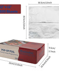 Box of Heavy Duty Aluminum Foil Sheets 500 Pop Up Interfolded 12 By 12 Inch, shown with one unfolded sheet, ideal for cooking and storage.