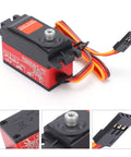 High Torque 14Kg Metal Gear RC Servo Motor tailored for 1/10 scale RC drift cars, featuring red aluminum build and 180-degree travel.