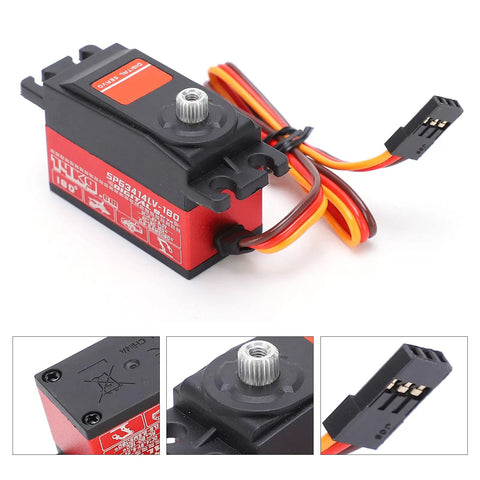 High Torque 14Kg Metal Gear RC Servo Motor tailored for 1/10 scale RC drift cars, featuring red aluminum build and 180-degree travel.