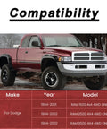Compatibility chart for Front Adjustable Track Bar For 0 To 4 Inch Lift Dodge Ram 1500 4X4 And 2500 3500 4WD Heavy Duty Steel With Relocation Bracket Powder Coated Gloss Black For Durability And Smooth Steering On Off Road Rigs.