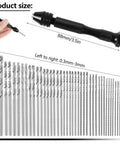 57Pcs Pin Vise Hand Drill Bits Set For Crafting And Diy Projects Includes 0.3-3mm Twist Drills And 0.1-1mm Mini Drills