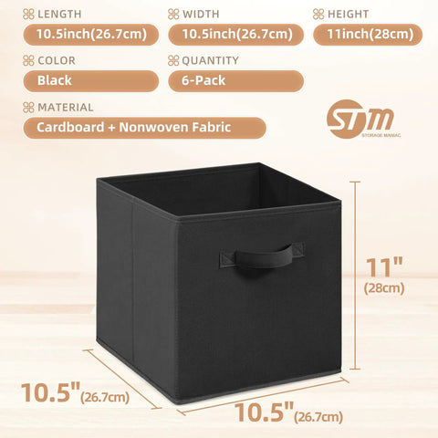 Premium 11 Inch Collapsible Fabric Storage Cubes 6 Pack Heavy Duty Foldable Shelf Bins With Reinforced Handles For Closet Organization Home Decluttering Straight Up Durable Space Savers To Clean Up Your Act Today