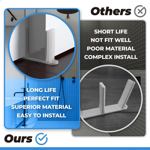 5 Pack Sliding Closet Door Floor Guides Fit For 1-3/8 Inch Thick Doors White Universal ABS Bottom Guides For Cabinet Floors