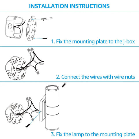 Installation guide for Integrated LED Cylinder Up Down Outdoor Wall Light, Slick Aluminum Waterproof Sconce, 10W 700lm