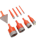 Durable Carbon Steel Marble Hole Saw Kit For Efficient Ceramic Glass Tile Drilling And Home Renovation Projects Featuring Heat Dissipation And Cool Sponge Design, set with diamond bits
