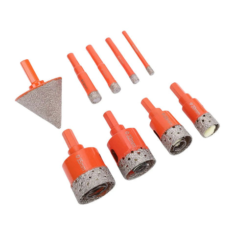 Durable Carbon Steel Marble Hole Saw Kit For Efficient Ceramic Glass Tile Drilling And Home Renovation Projects Featuring Heat Dissipation And Cool Sponge Design, set with diamond bits