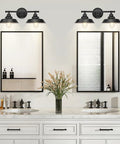 Industrial Farmhouse Vanity Light 2 Light Black Wall Sconce for Bathroom Mirror Over Vanity Cabinet Modern Metal Fixture in bathroom