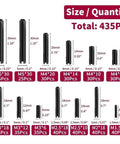 435 Piece Slotted Spring Roll Pin Set Black Oxide Finish For Machinery And Auto Repair Durable Dowel Kit For Engines