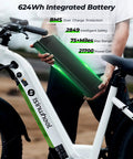 Beast 1500W Peak Electric Mountain Bike For Adults With Hydraulic Brakes, 28 MPH Top Speed, 75 To 105 Mile Range With 48V 13Ah Or 18Ah Battery, 28 Inch Step Through Full Suspension Electric Dirt Bike, white frame with integrated battery