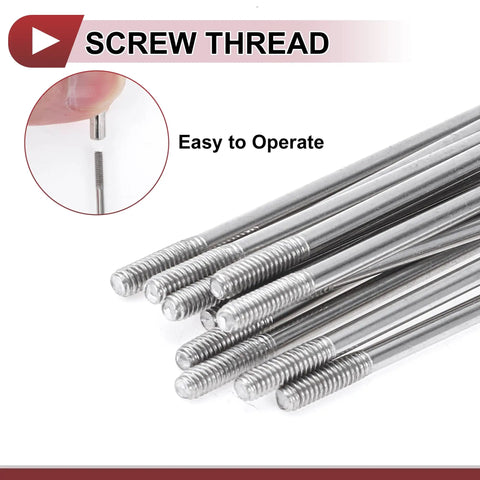 12 Pack 14G Bicycle Spokes 265mm 304 Stainless Steel Silver Tone With Copper Nipples, close-up of screw thread and easy operation.