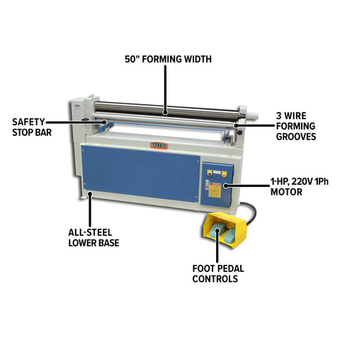 50 Inch Electric Slip Roll Handles 16 Gauge Mild Steel Like Butter Rock Solid Closed Stand 1Hp 220V Motor Built Like A Tank Seamless Foot Pedal Control No Fuss Professional Sheet Metal Roller Beast