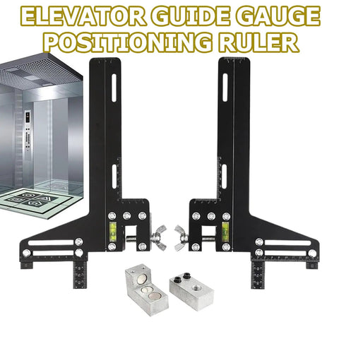 Pro Level Elevator Guide Gauge Tough As Nails Stainless Steel Ruler for precise guide rail alignment with accessories.