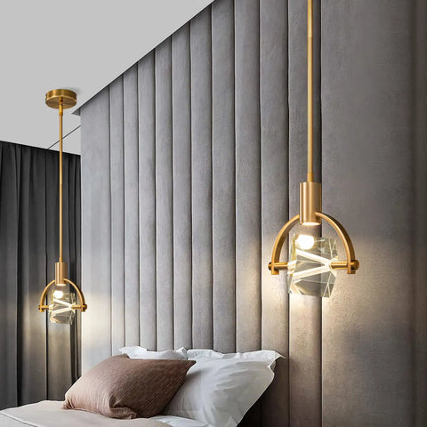 Dope Pendant Ceiling Light For Kitchen Island With Integrated LED Crystal Pendant In Gold Brushed Brass Finish Modern Hanging Fixture For Dining Room Or Bedroom 1 Light