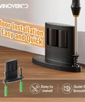 Set Of Four Sliding Barn Door Bottom Floor Guides With Double Sided Roller Design For Smooth Quiet Operation In Durable Aluminum Alloy Floor Mounted Black Finish