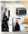 80 Inch Foldable Led Display Featuring Seamless Splicing P1.86 Pixel Pitch Digital Signage Totem with flight case for transport and storage.