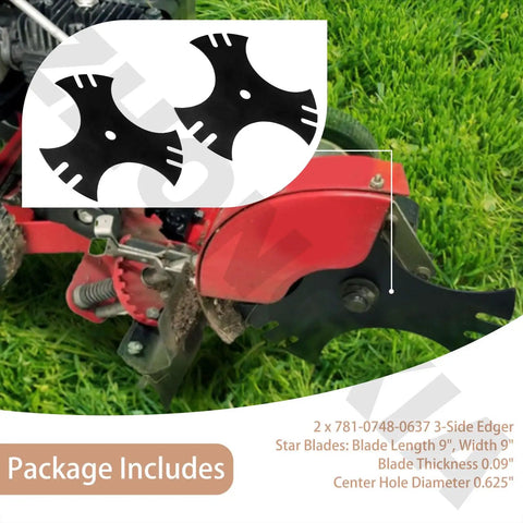 Edger Blade Guard With Label Plus 2 Replacement Edger Blades 9 Inch Center Hole Five Eighth Inch For MTD Troy-Bilt