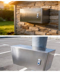 IP55 Weatherproof Junction Box Enclosure For Outdoor Electrical Cables All Weather Tough As Nails 24 In High 8 In Wide 30 In Long With Removable Mounting Plate Stainless Steel Cabinet Dust Seal And Water Drainage For PV Network And Industrial Use mounted outdoors