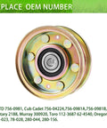 Flat idler pulley for lawn mower with metal finish; replaces MTD 756-0981 and Toro 62-4540