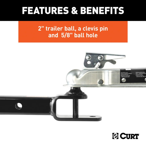 3 In 1 ATV Hitch Ball Mount For 2 Inch Receivers With 2 Inch Ball Five Eighth Inch Hole And Clevis Pin, black shank