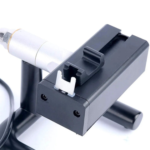 Close-up of Multifunction Watch Timing Machine Timegrapher with Auto Rate Amplitude Beat Error Readouts and Microphone Stand.