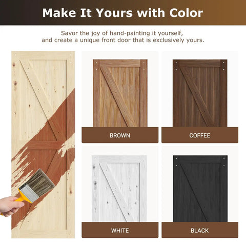 Top Shelf 30 By 84 Inch Bifold Barn Door Kit With Complete Mounting Hardware Solid Pine Wood color options displayed