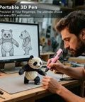 Man using 3D Printing Pen Kit With Adjustable Temperature And Stepless Speed For PLA And ABS Ceramic Nozzle LCD Display Pink Color