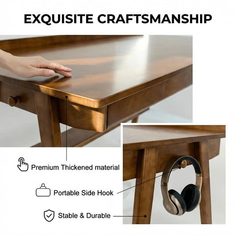 Image of Score This Legit 47 Inch Solid Wood Writing Desk With Warm Walnut Finish showcasing premium craftsmanship and features.