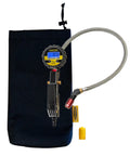 Heavy Duty Tire Inflator Gauge With Backlit Digital Readout 150 PSI Push To Lock Chuck Two Foot Hose Ventoso Body displayed