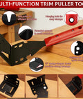 12 Piece Nail Puller And Trim Removal Tool Kit Including End Cutting Pliers Baseboard Tool Cat's Paw Nail Puller Car Clip Remover Tools Pry Bar Staple Remover Tool Carpet Cutter And Hook Tools For DIY Auto And Home Repair, red handle close-up