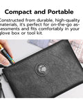 Paint Thickness Tester Meter Gauge For Cars, Magnetic Coating Tester No Batteries Needed shown beside compact black case