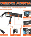 Integrated M Key Display Throttle Grip with LCD Speedometer for Soleil 01 Electric Motorcycle showing features and parts.