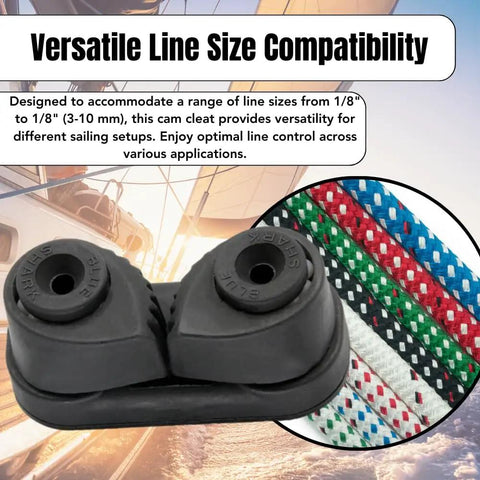 Rugged Nylon Sailing Cam Cleat 130 For Line Size 0.125 To 0.375 Inch 3 To 10 mm Marine Rigging Cleat Built For Sailboats
